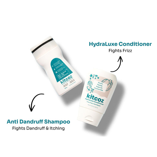 Kitcoz Anti Dandruff & Frizz Control Hair Care Combo | Flake Reduction, Scalp Comfort & Deep Conditi