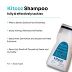 Kitcoz Daily Anti Dandruff & Anti Itch Shampoo (Non-Drying) with Ceramide Complex & Salicylic Acid (